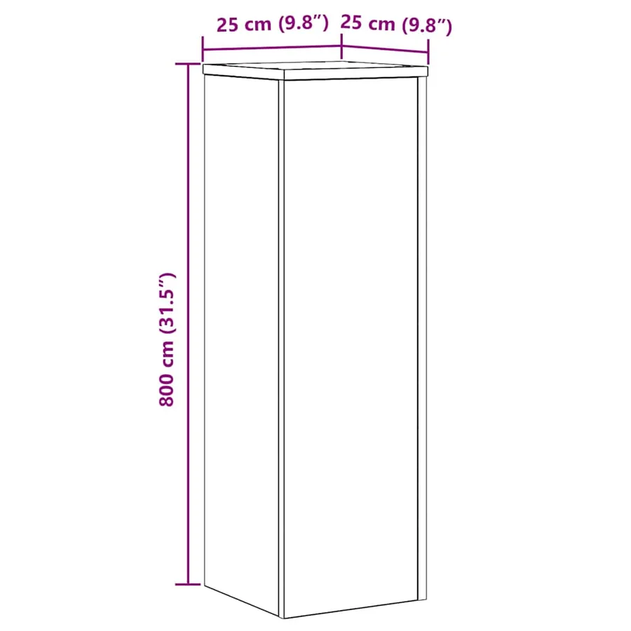 Support de Plante 2 pcs Chêne noir 25 x 25 x 80 cm - 10