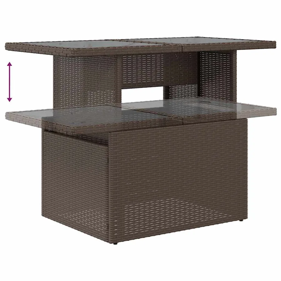 Ensemble de canapé de jardin 7 pcs avec coussins marron résine tressée - 10