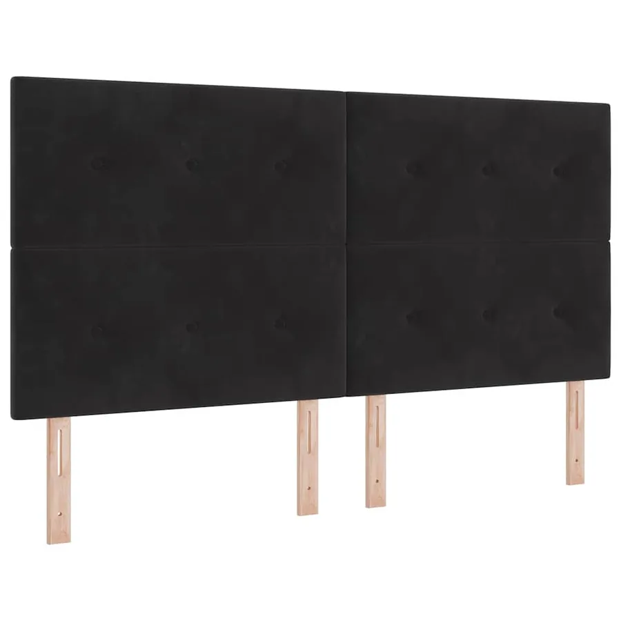 Lit à ressorts avec tête de lit Noir 200 x 180 cm Velours - 4
