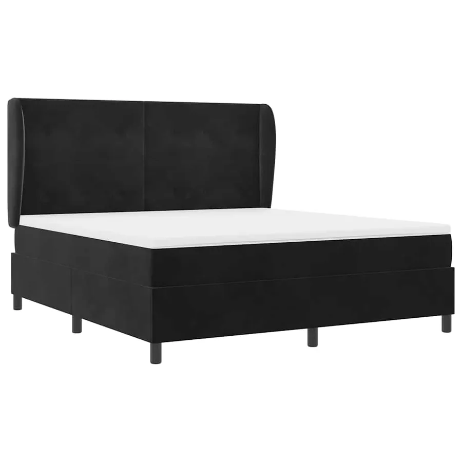 Lit à ressorts avec tête de lit Noir 200 x 180 cm Velours - 5