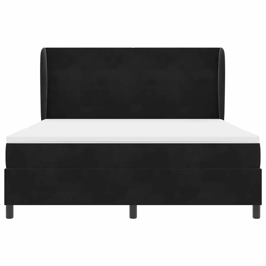 Lit à ressorts avec tête de lit Noir 200 x 180 cm Velours - 7