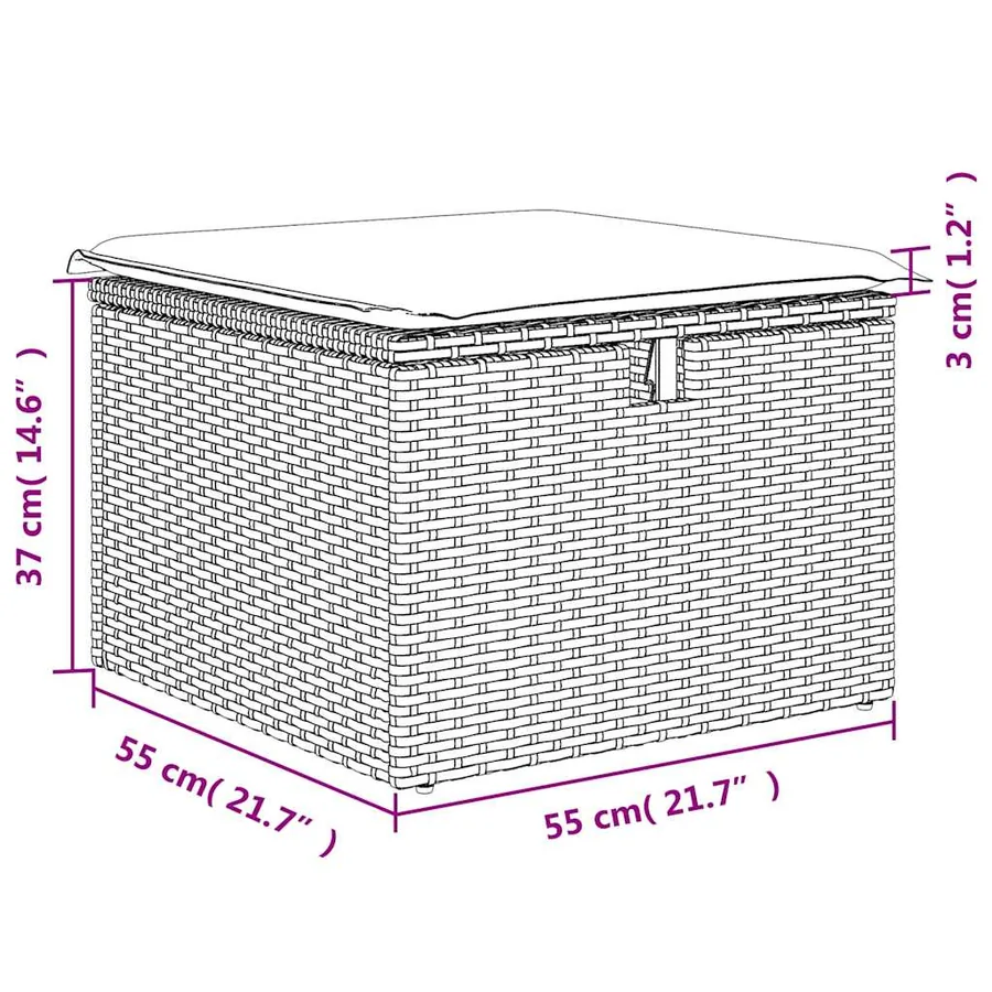 Ensemble de canapé de jardin 7 pcs avec coussins marron résine tressée - 18