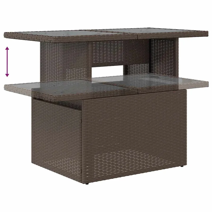 Ensemble de canapé de jardin 11 pcs avec coussins marron résine tressée - 9