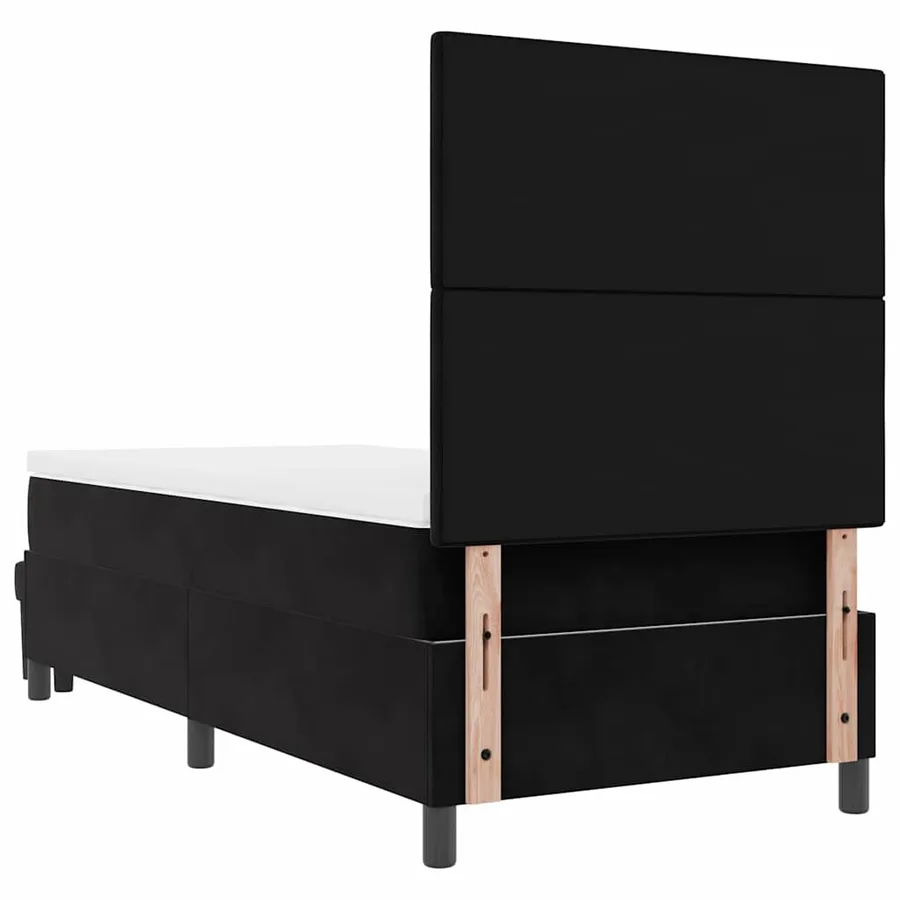 Lit à ressorts avec coussin Noir 190 x 90 cm Velours - 10