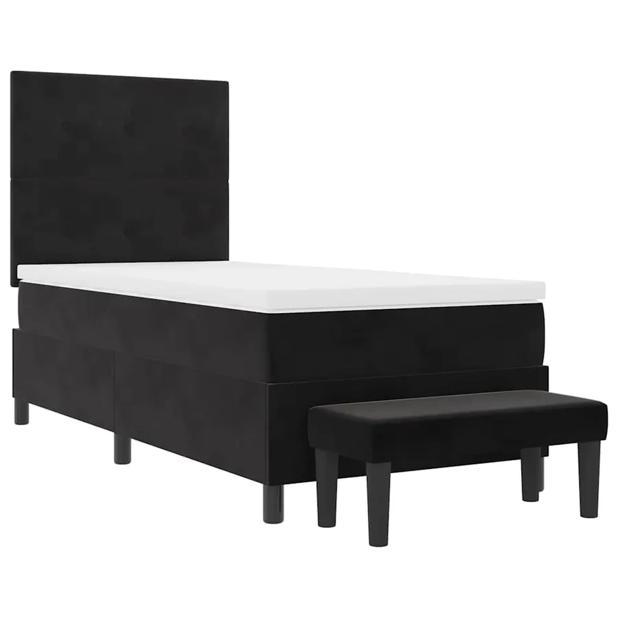 Lit à ressorts avec coussin Noir 190 x 90 cm Velours - 7
