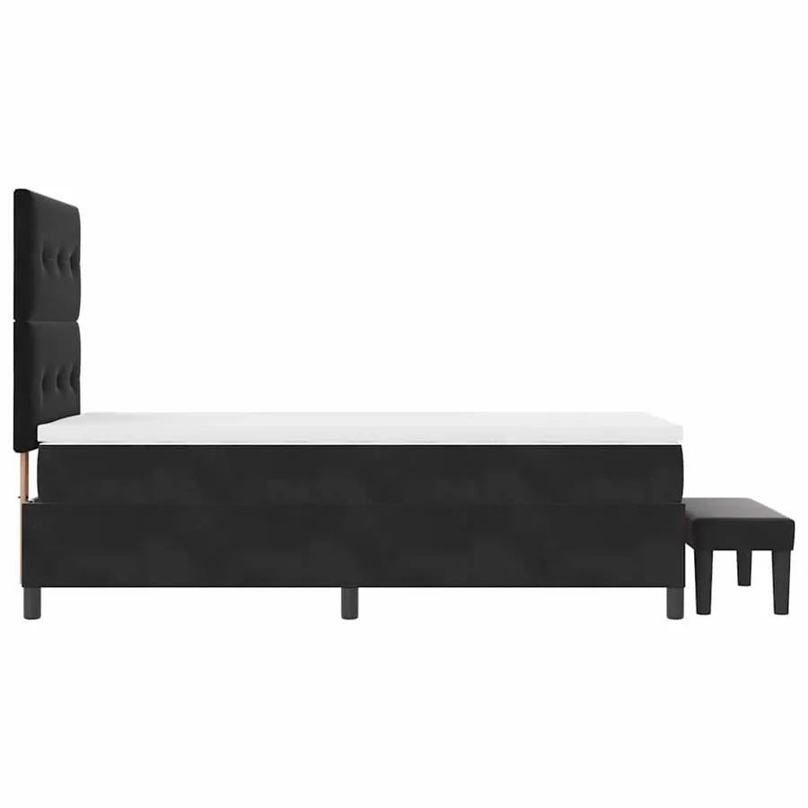 Lit à ressorts avec coussin Noir 190 x 90 cm Velours - 9