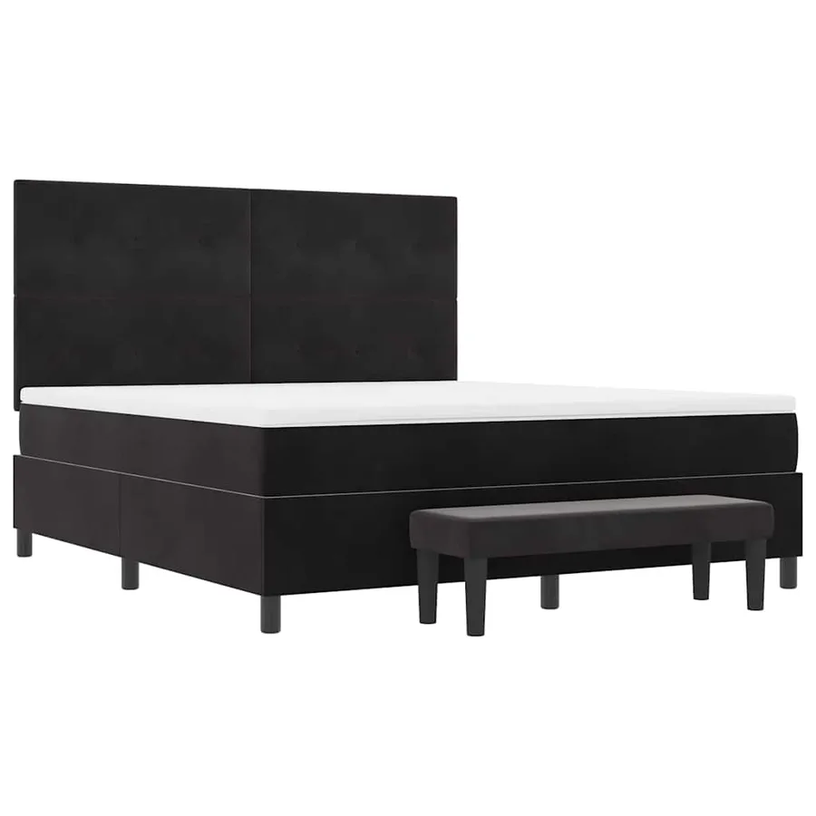 Lit à ressorts avec tête de lit Noir 200 x 180 cm Velours - 7