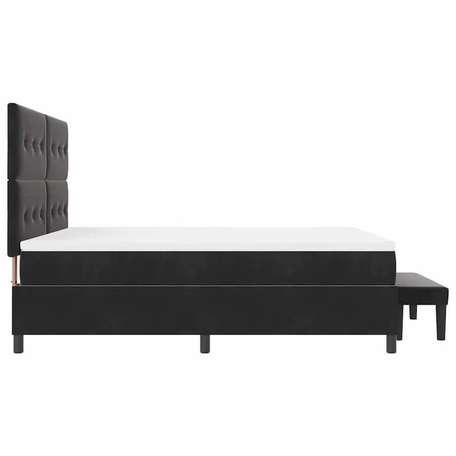 Lit à ressorts avec tête de lit Noir 200 x 180 cm Velours - 9