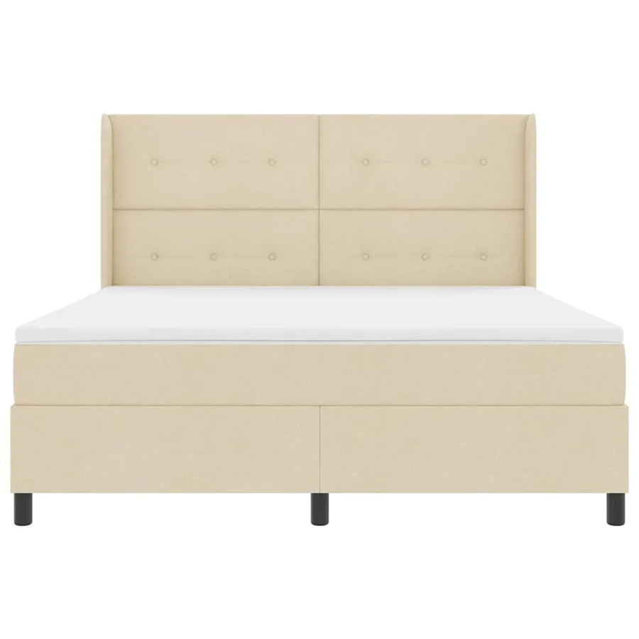 Lit à ressorts avec coussin Crème 200 x 180 cm tissu - 7