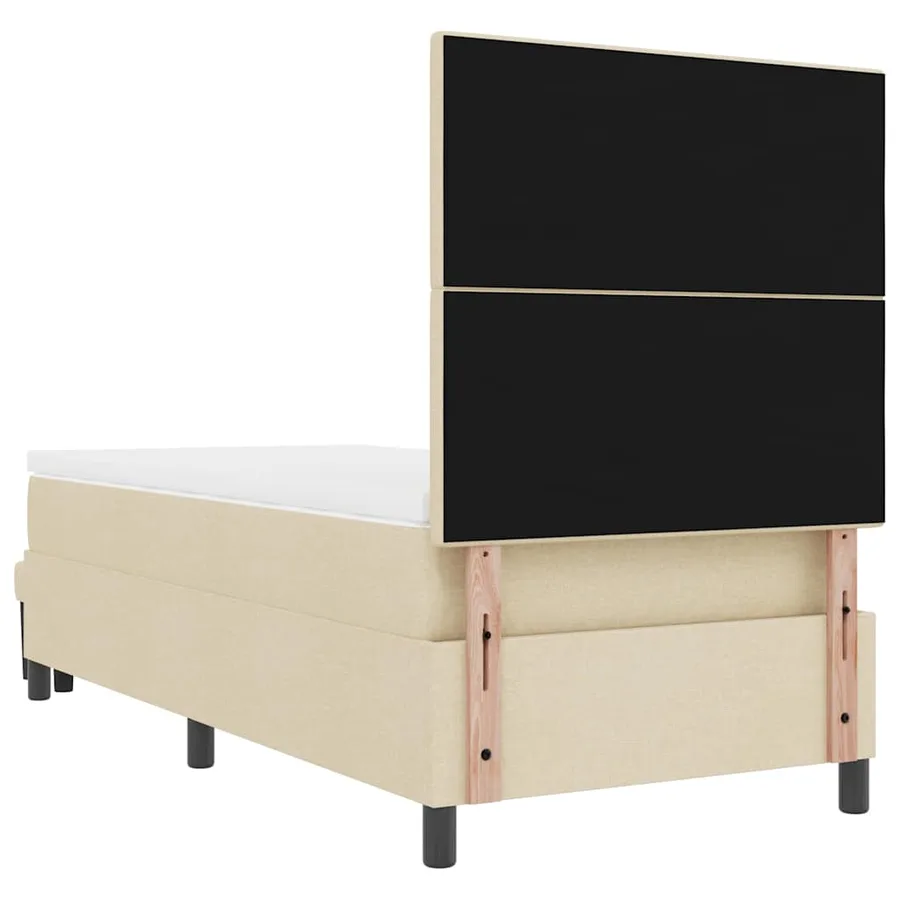 Lit à ressorts avec tête de lit Crème 90 x 190 cm tissu - 10