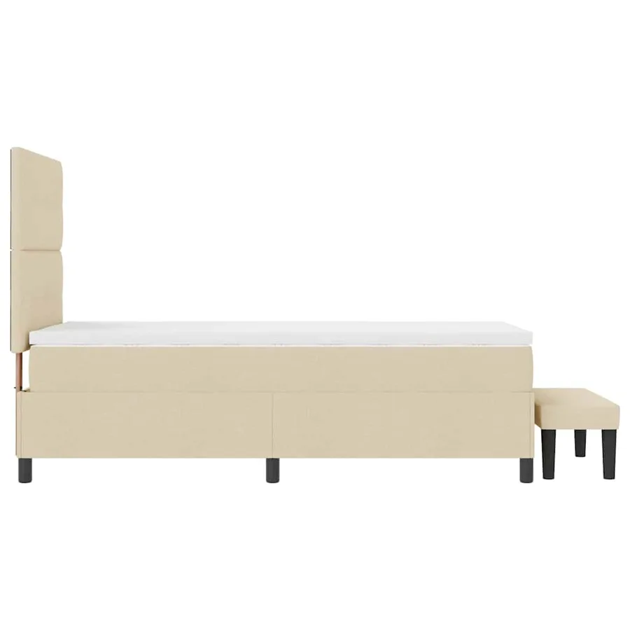 Lit à ressorts avec tête de lit Crème 90 x 190 cm tissu - 9