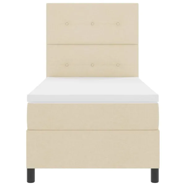 Lit à ressorts avec bandes LED Crème 90 x 190 cm tissu