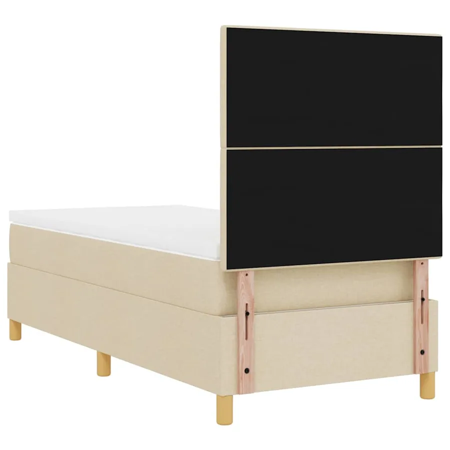 Lit à ressort LED avec tête de lit Crème 90 x 200 cm tissu - 8
