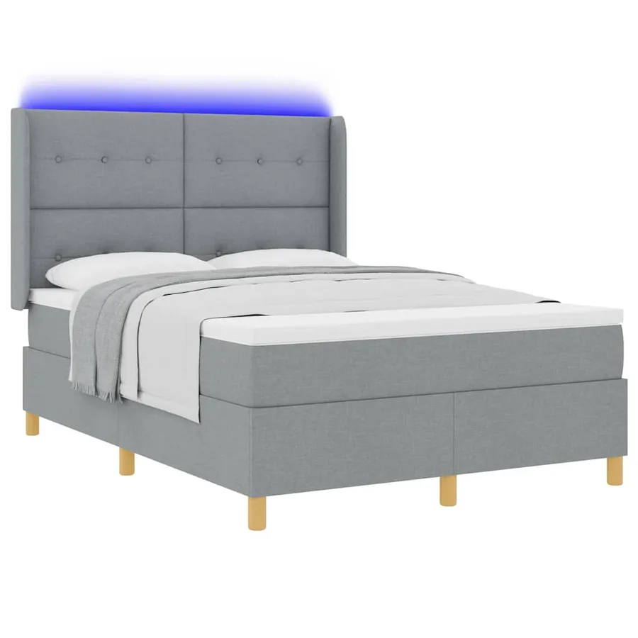 Lit à ressorts avec bandes LED Gris clair 140 x 200 cm tissu - 3