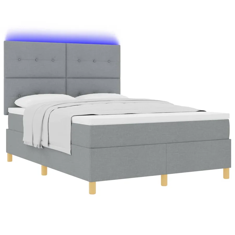Lit à ressort LED Gris clair 140 x 200 cm tissu - 3