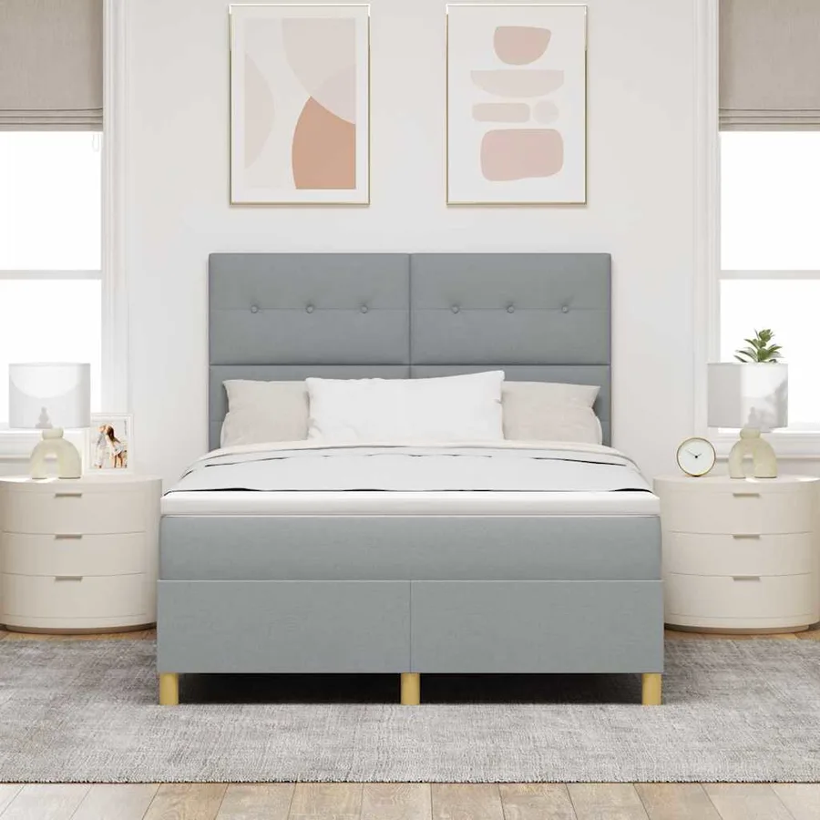 Lit à ressort LED Gris clair 140 x 200 cm tissu - 4