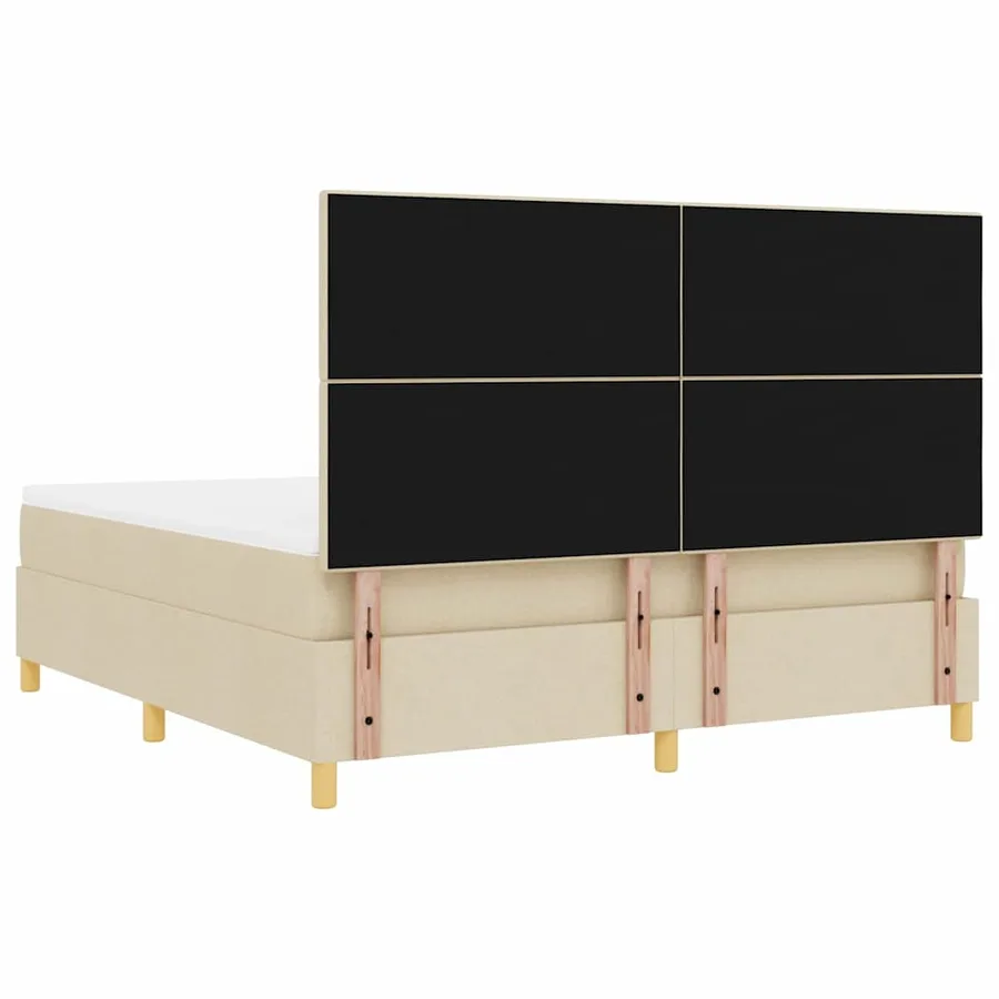 Lit à ressort LED avec tête de lit Crème 180 x 200 cm tissu - 10