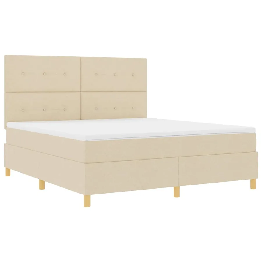 Lit à ressort LED avec tête de lit Crème 180 x 200 cm tissu - 6