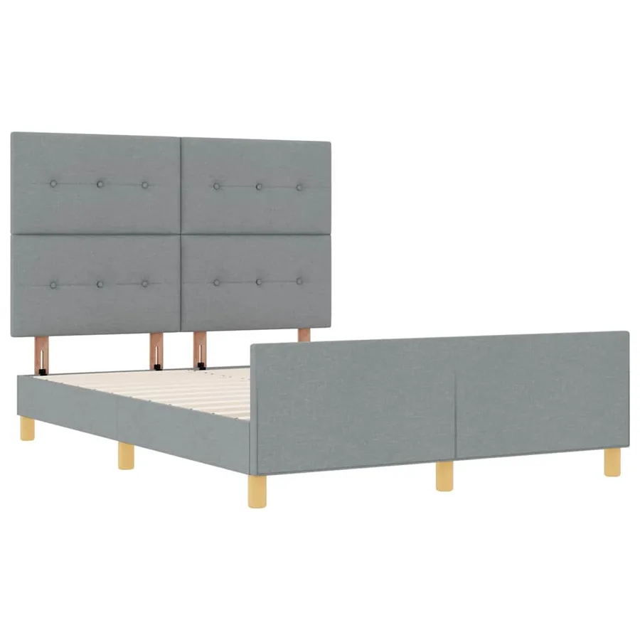 Cadre de lit avec tête de lit Gris clair 140 x 190 cm tissu - 5