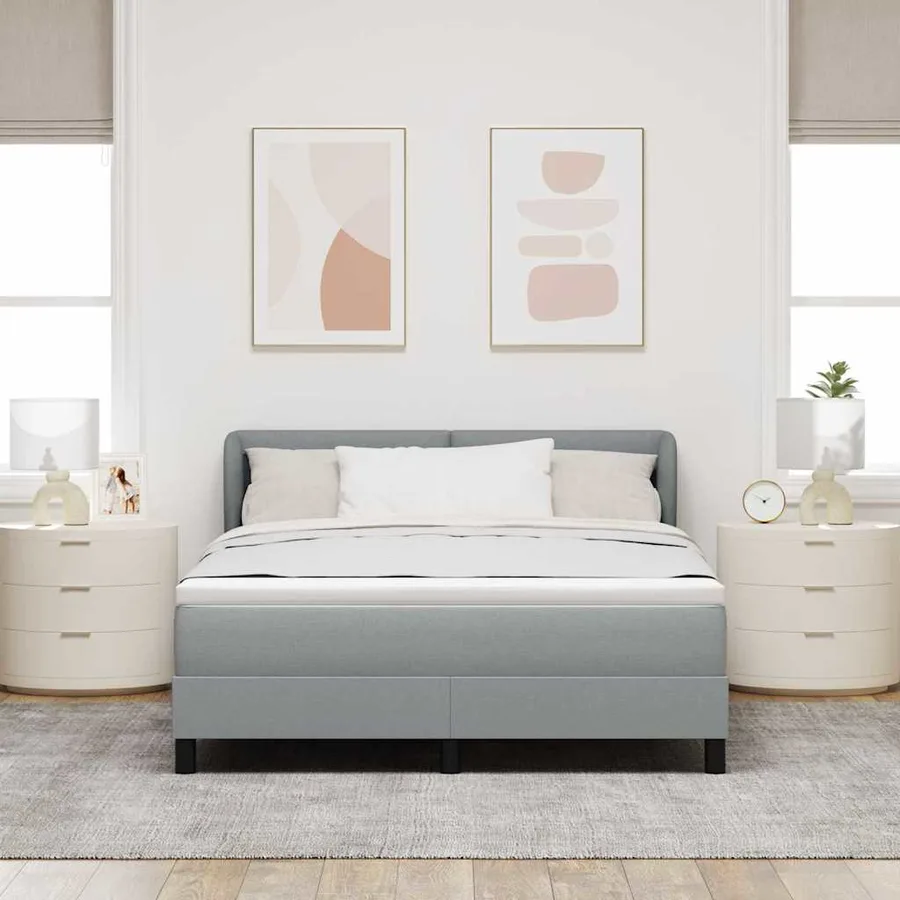 Lit à ressorts avec tête de lit Gris clair 140 x 200 cm tissu - 3