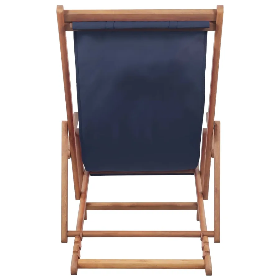 Chaise pliable de plage Tissu et cadre en bois Bleu - 4
