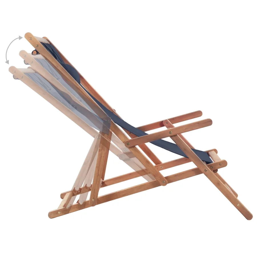 Chaise pliable de plage Tissu et cadre en bois Bleu - 5