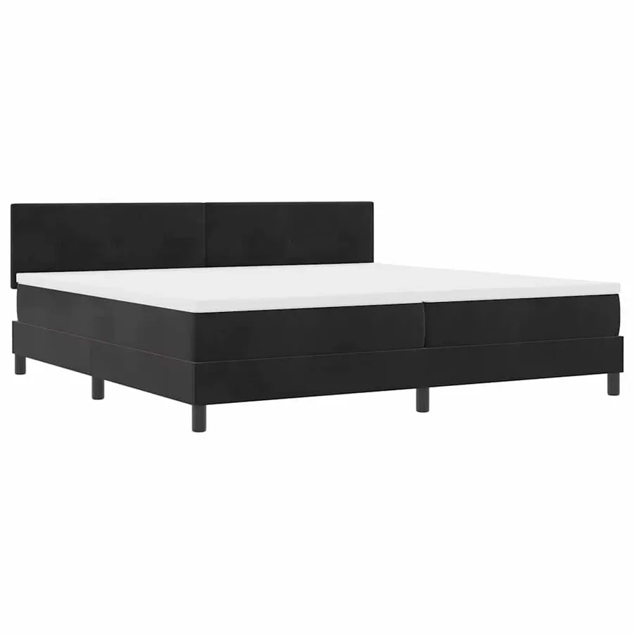 Lit à ressort LED avec bandes LED Noir 200 x 200 cm Velours - 2