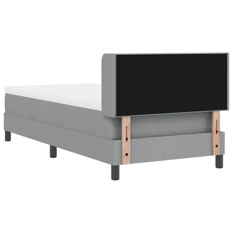 Lit à ressorts avec tête de lit Gris clair 190 x 90 cm tissu - 9