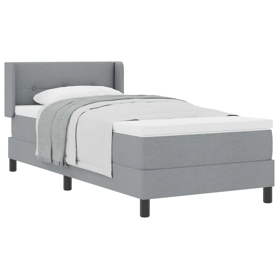 Lit à ressorts avec tête de lit Gris clair 200 x 90 cm tissu - 2