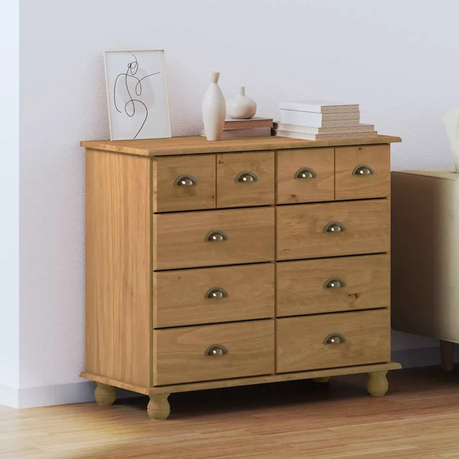 Commode ASKIM Marron 91 x 40 x 79 cm Bois de pin massif