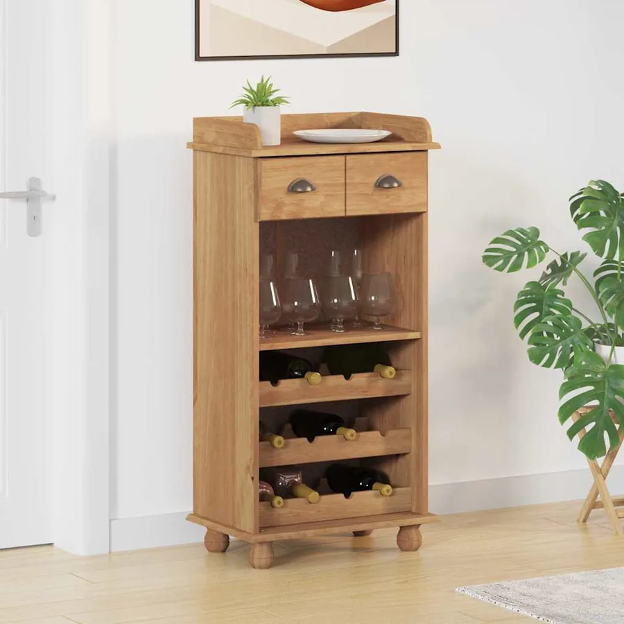 Cabinet à vin ASKIM Cire de Miel 57 x 37 x 114 cm