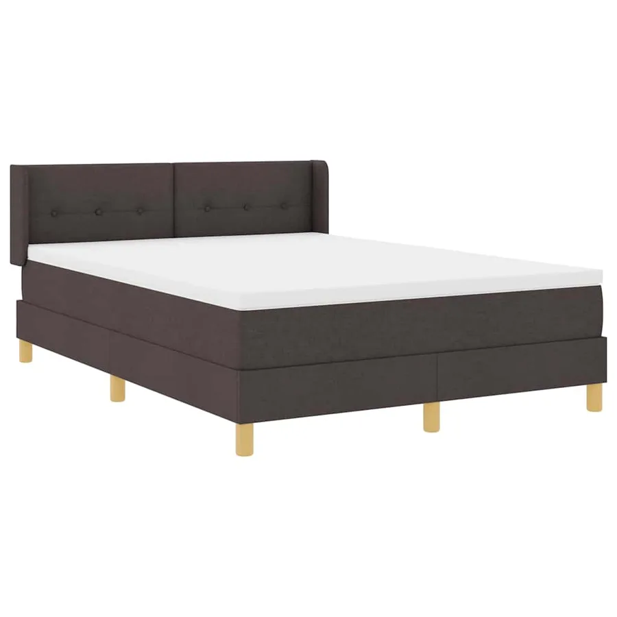 Lit à ressorts avec tête de lit Marron foncé 200 x 140 cm tissu - 6