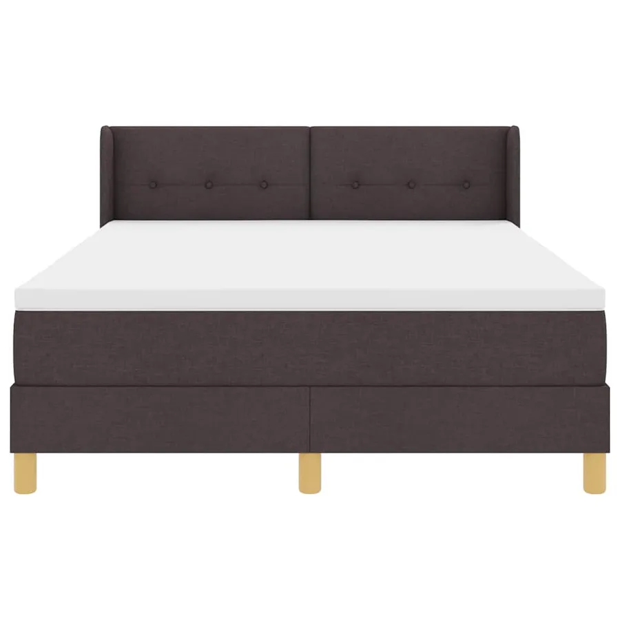 Lit à ressorts avec tête de lit Marron foncé 200 x 140 cm tissu - 7