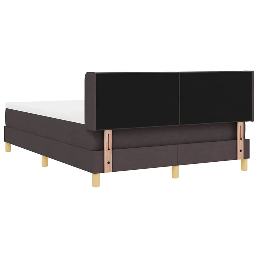 Lit à ressorts avec tête de lit Marron foncé 200 x 140 cm tissu - 9