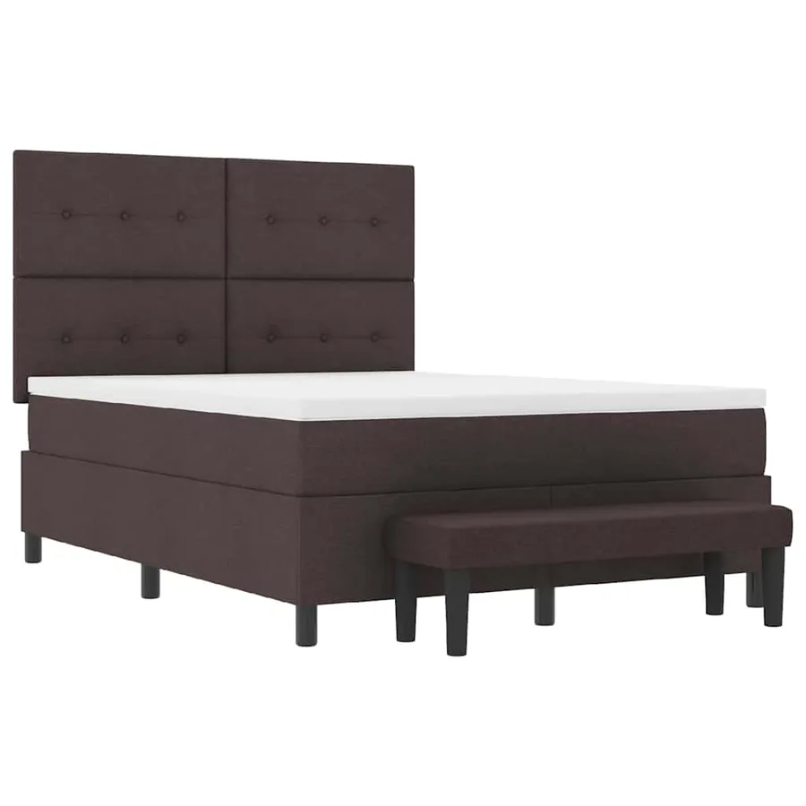 Lit à ressorts avec tête de lit Marron foncé 140 x 190 cm tissu - 7