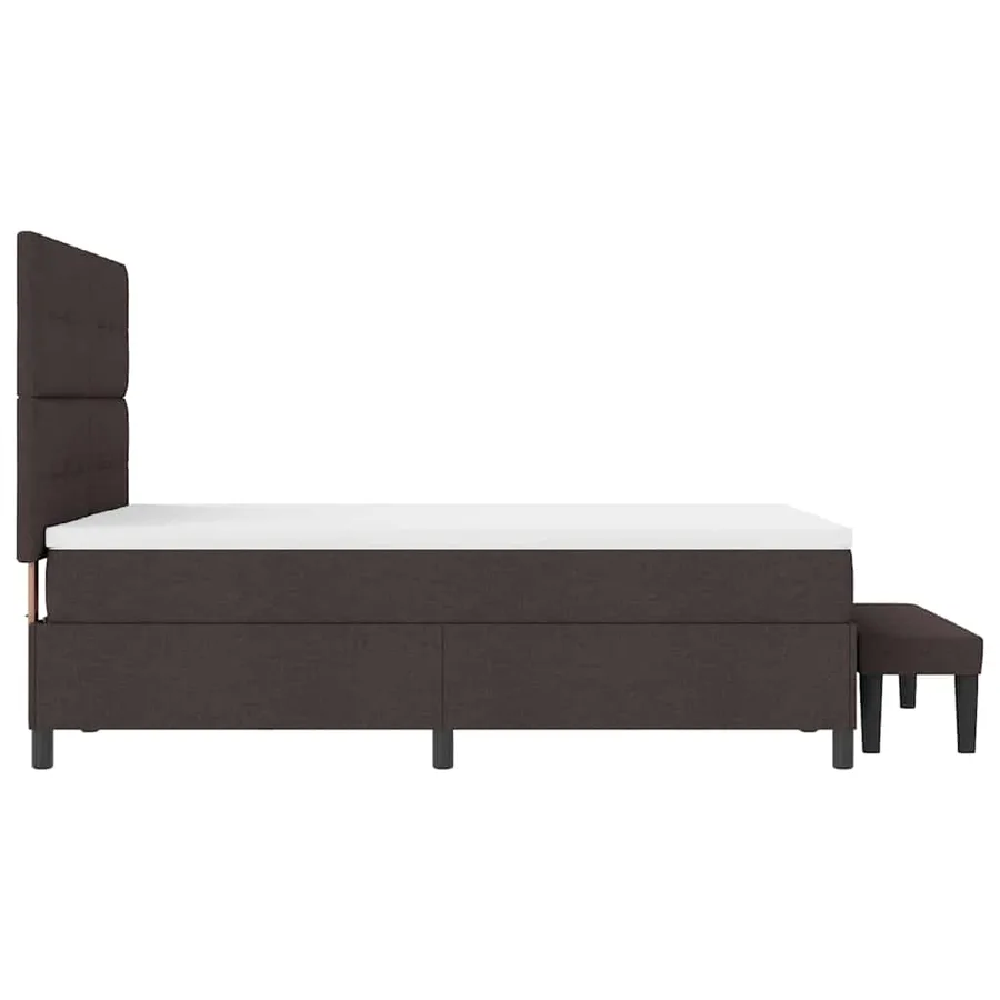 Lit à ressorts avec tête de lit Marron foncé 140 x 190 cm tissu - 9