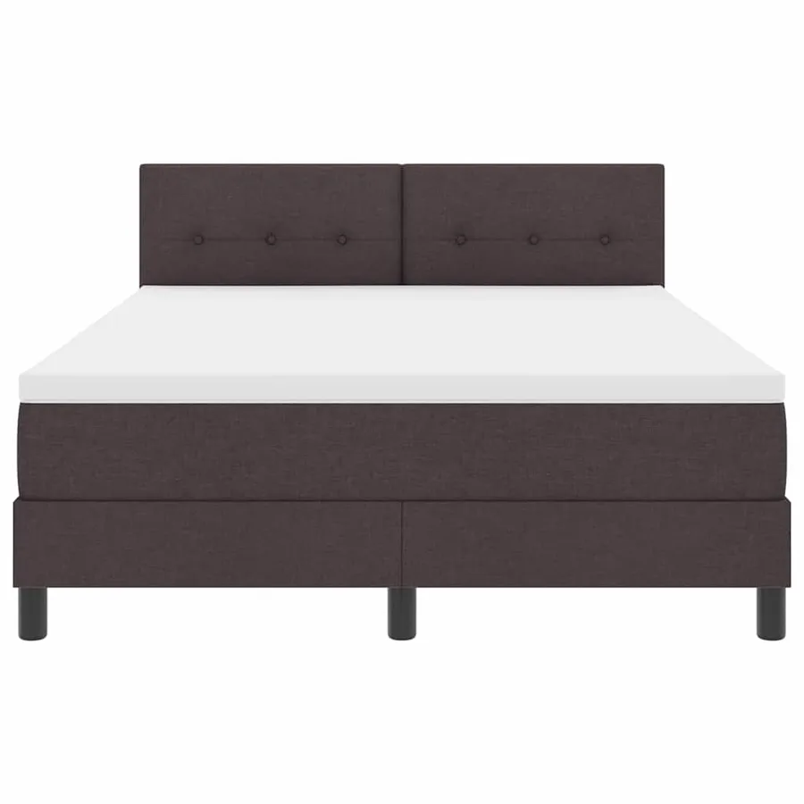 Lit à ressorts avec tête de lit Marron foncé 140 x 190 cm tissu - 7