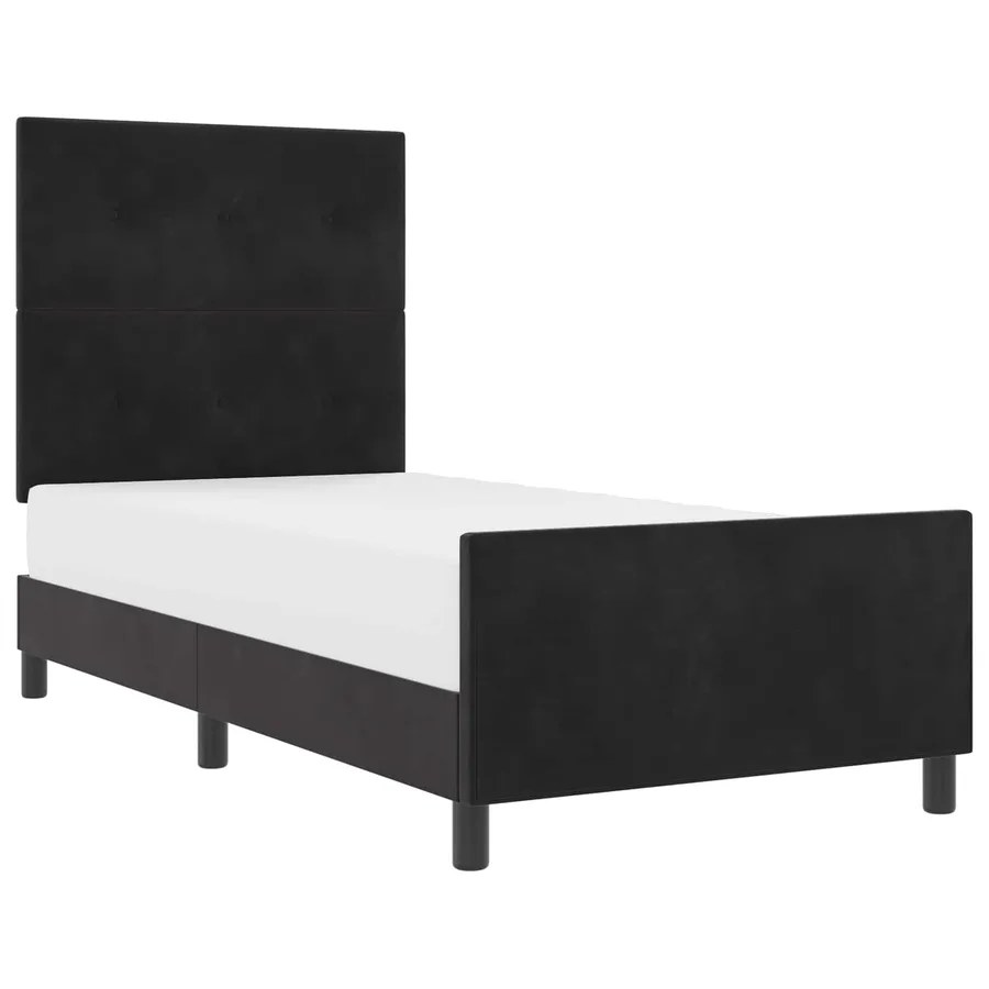 Lit à ressorts avec tête de lit Noir 80 x 200 cm Velours - 2