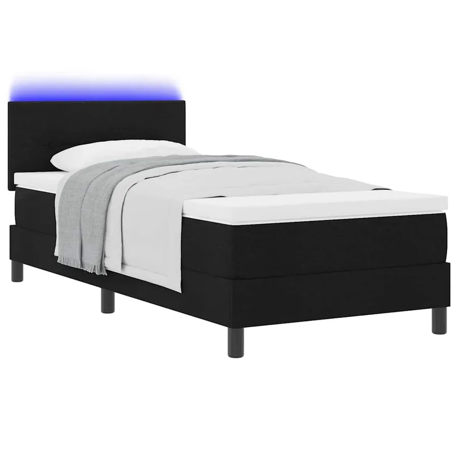 Lit à ressorts avec bandes LED Noir 90 x 190 cm tissu - 3