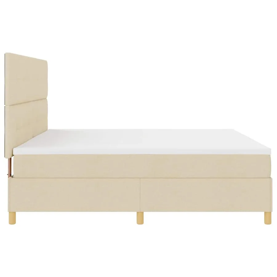 Lit à ressort LED avec tête de lit Crème 200 x 200 cm tissu - 9