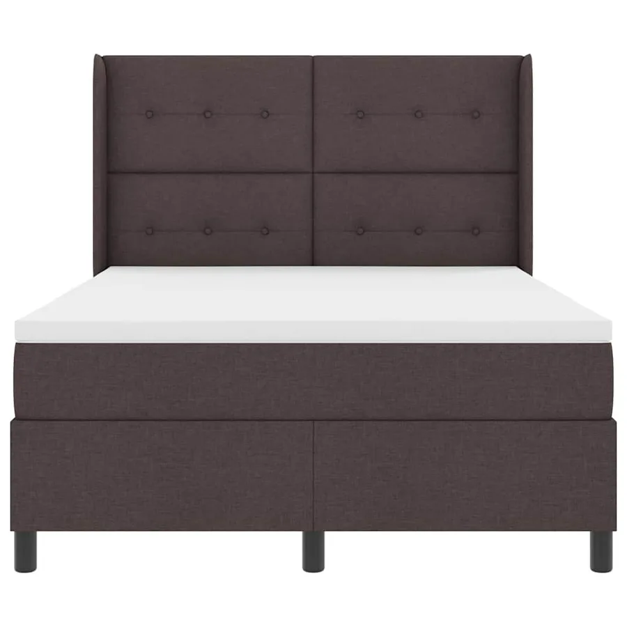 Lit à ressorts avec coussin Marron foncé 190 x 140 cm tissu - 7