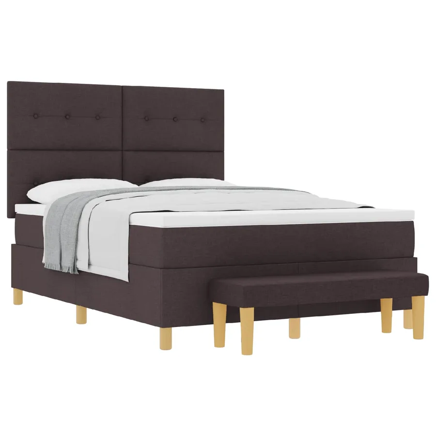 Lit à ressorts avec coussin Marron foncé 200 x 140 cm tissu - 2