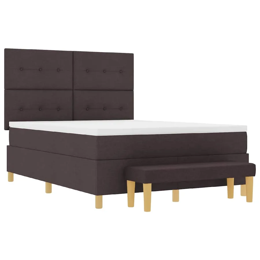 Lit à ressorts avec coussin Marron foncé 200 x 140 cm tissu - 7