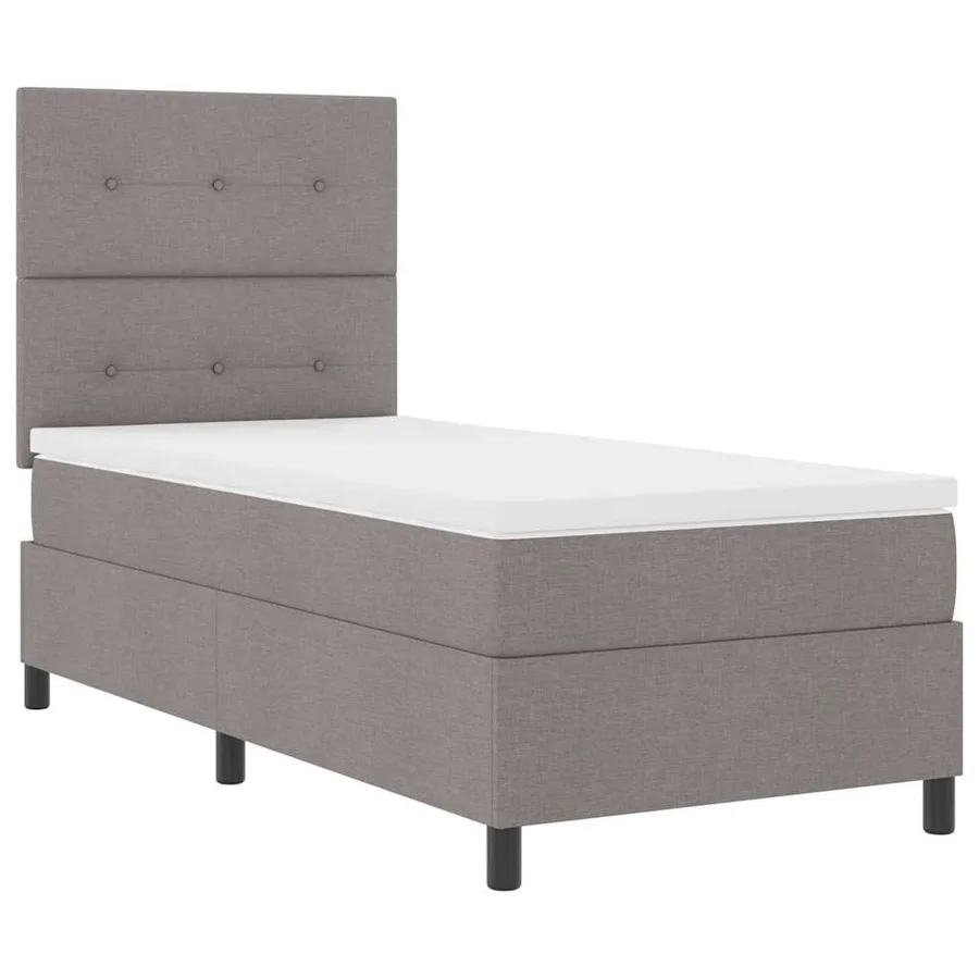 Lit à ressorts avec tête de lit Taupe 90 x 200 cm tissu - 5