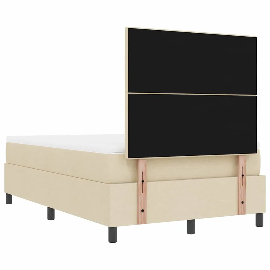 Lit à ressorts avec tête de lit Crème 120 x 190 cm tissu - 10