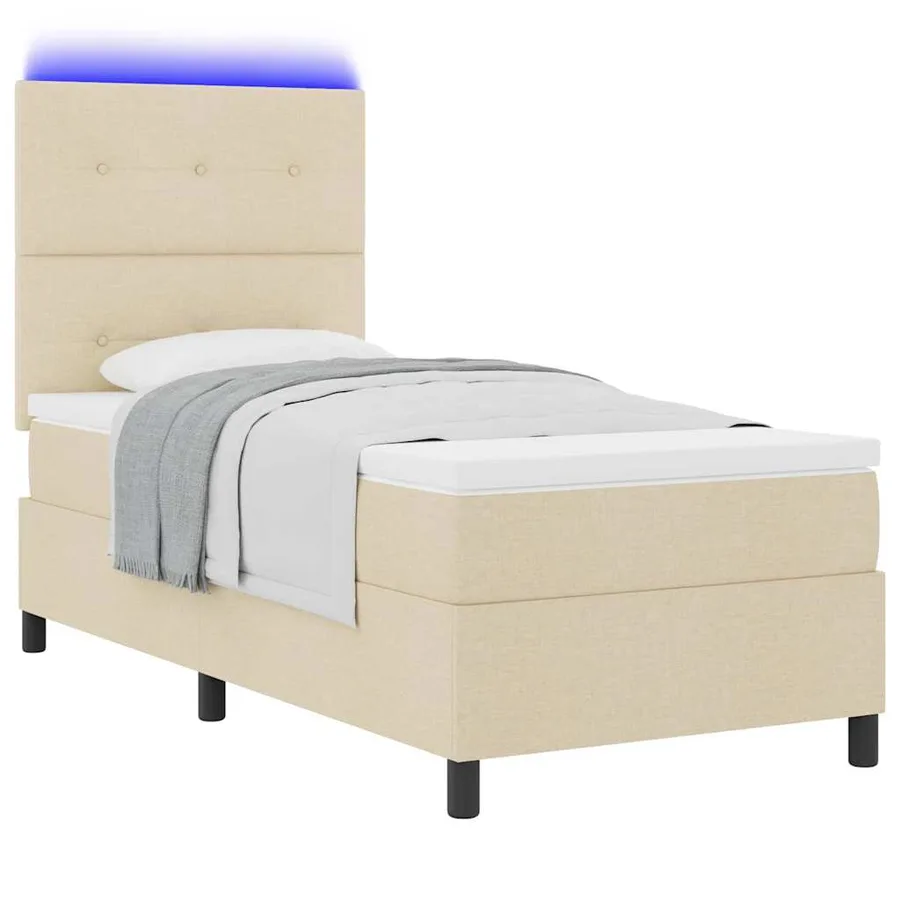 Lit à ressorts avec bandes LED Crème 100 x 200 cm tissu - 3