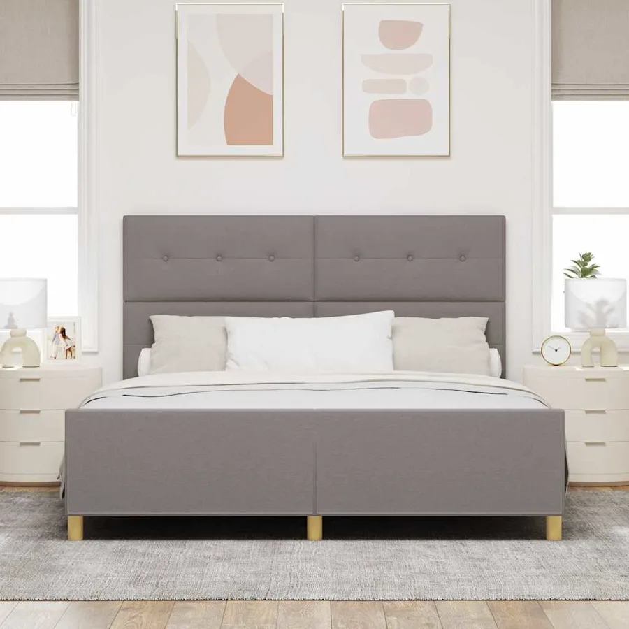 Cadre de lit avec tête de lit Taupe 180 x 200 cm tissu - 3