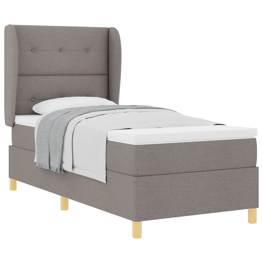 Lit à ressorts avec tête de lit Taupe 190 x 90 cm tissu - 2