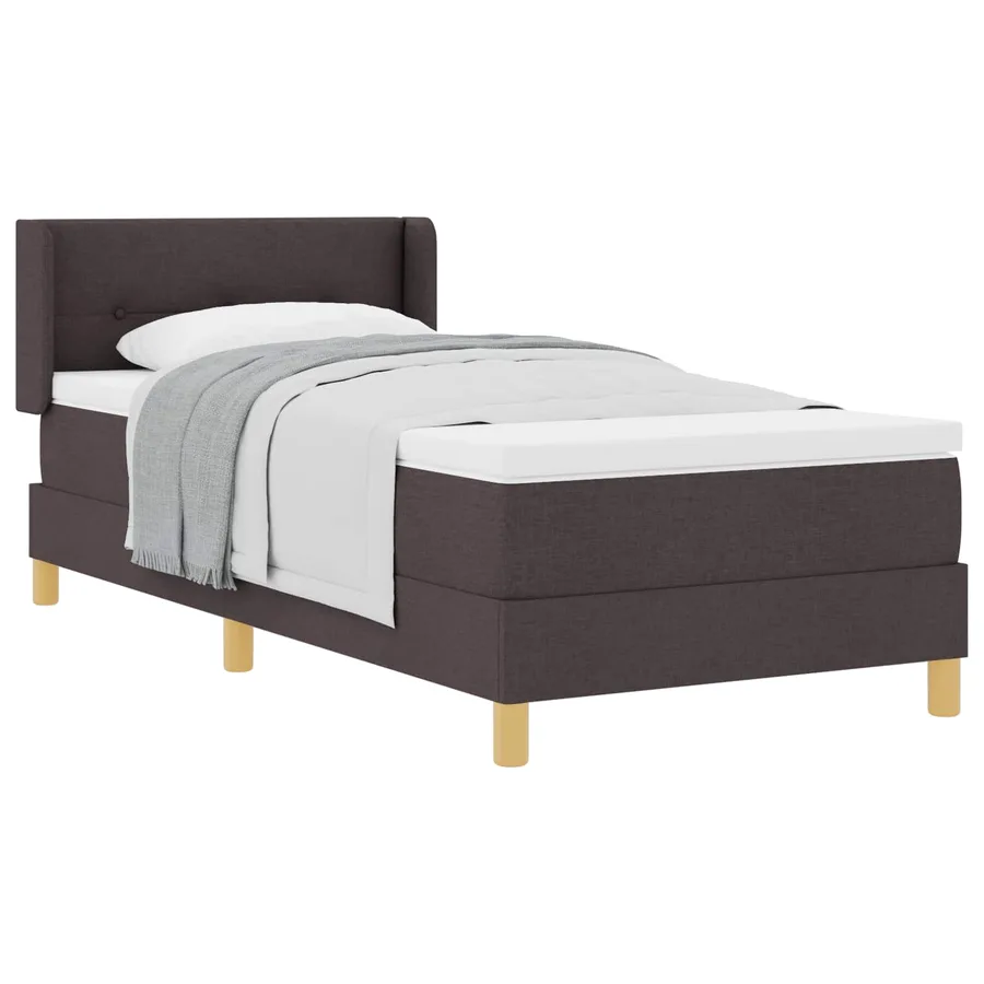 Lit à ressorts avec tête de lit Marron foncé 190 x 90 cm tissu - 2