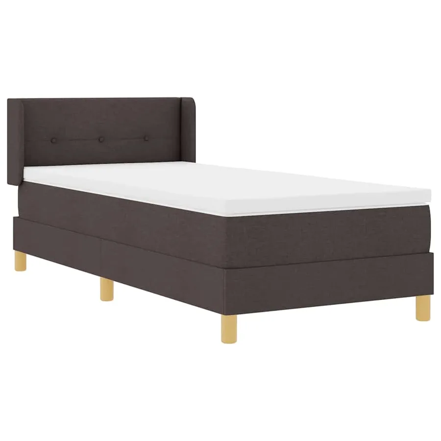 Lit à ressorts avec tête de lit Marron foncé 190 x 90 cm tissu - 6